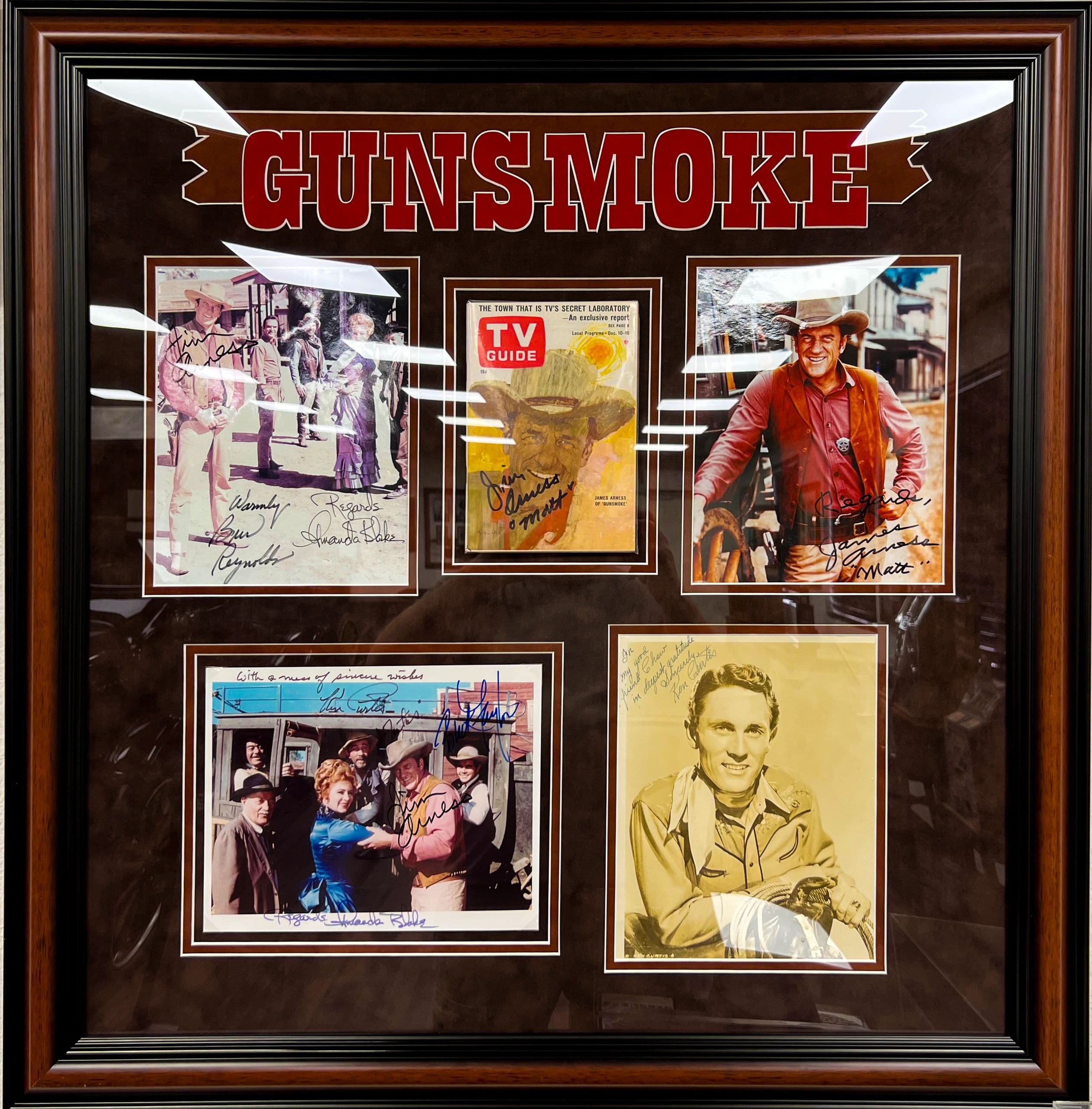 Gunsmoke — Cast Signed Display, James Arness and Burt Reynolds