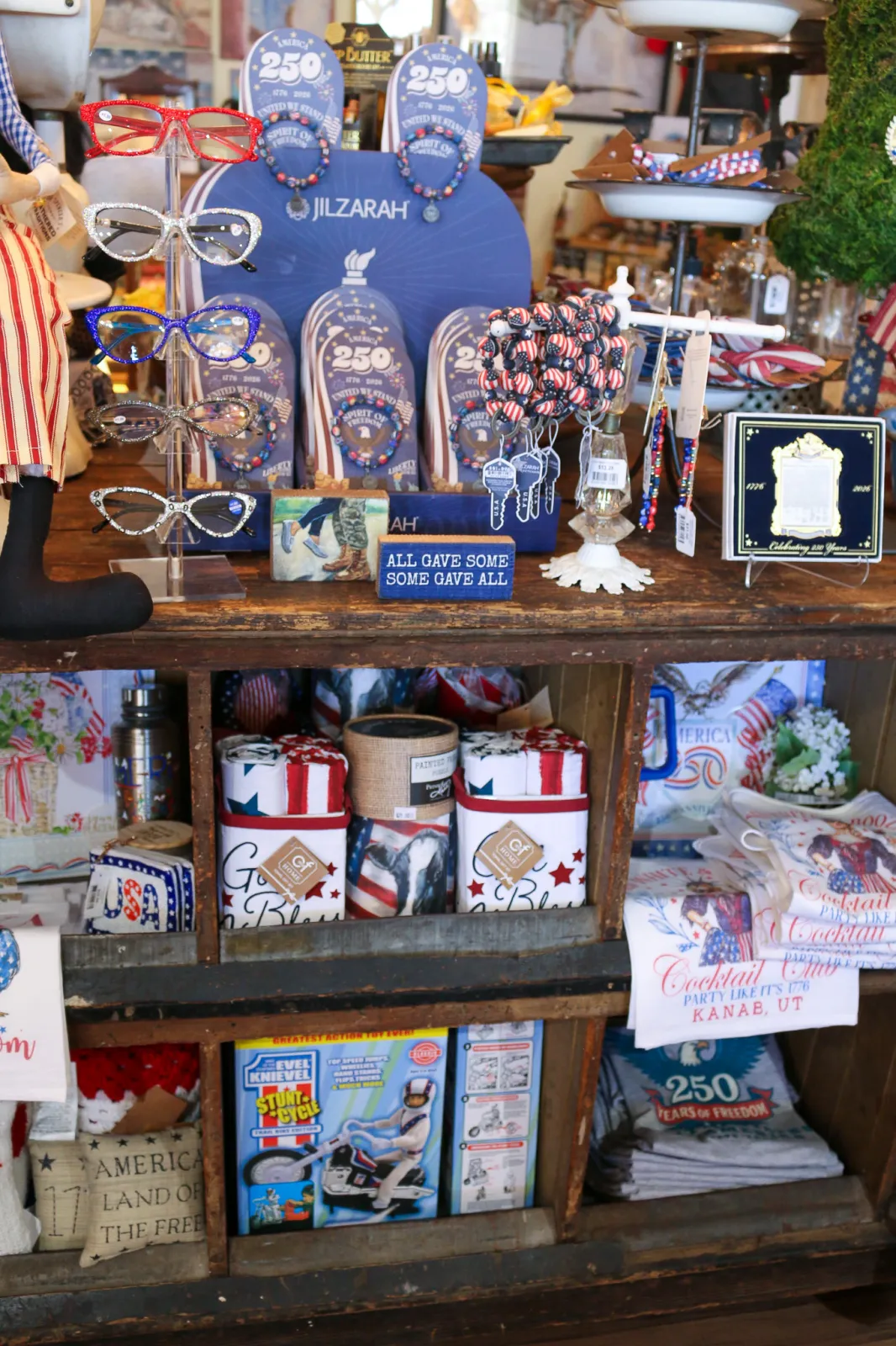 Jewelry, barware, and keepsakes at the museum gift shop in Kanab, Utah